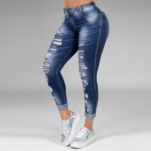 Women's Ripped Holes Stretch Designer Jeans