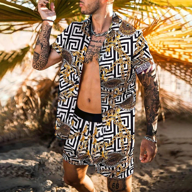 Men's 2 Piece Hawaiian Short Set