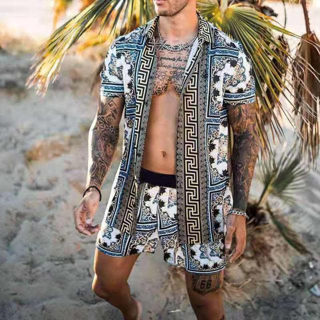 Men's 2 Piece Hawaiian Short Set