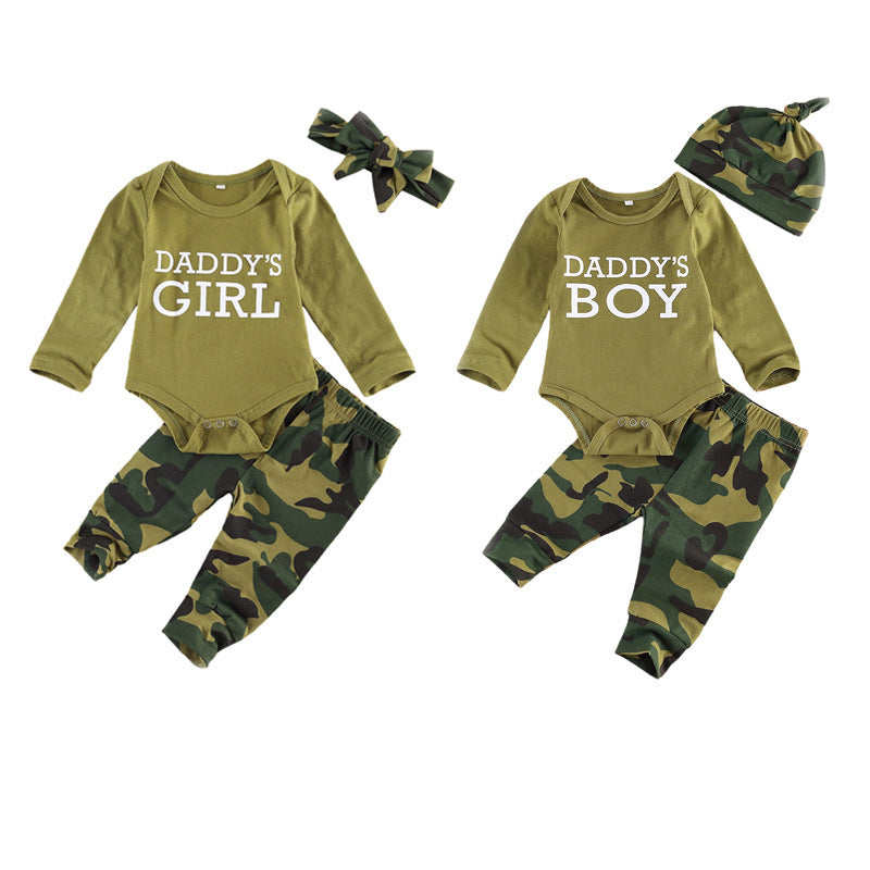 Unisex Babies Boys 3 Piece Pants Daddy's Print Sets