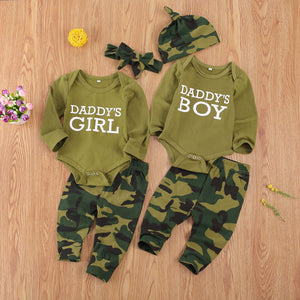 Unisex Babies Boys 3 Piece Pants Daddy's Print Sets