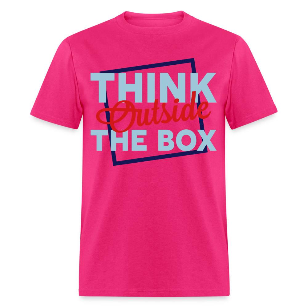 Unisex Adults Think Outside the Box Print T Shirt - fuchsia