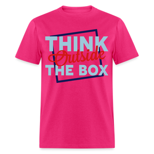 Unisex Adults Think Outside the Box Print T Shirt - fuchsia