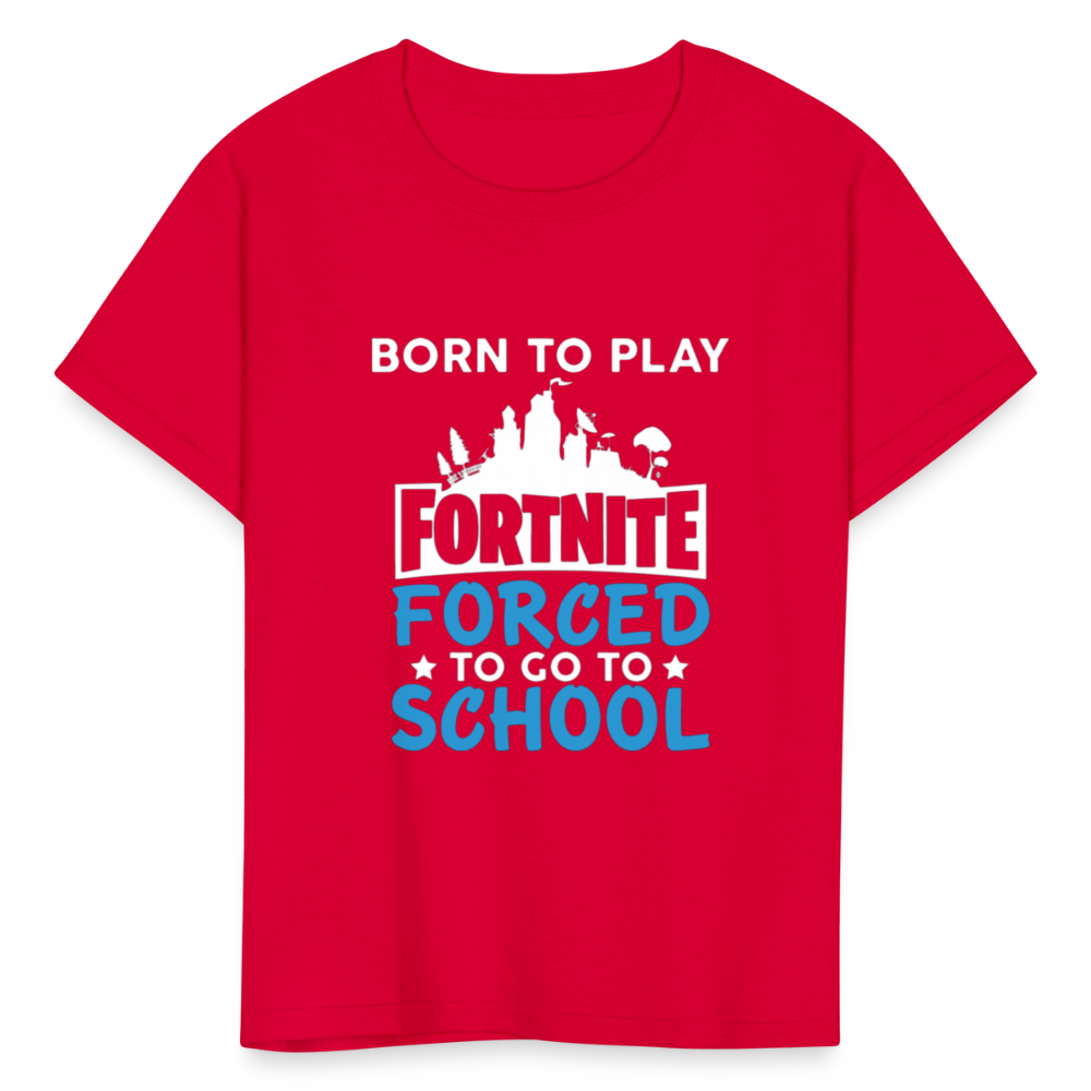 Boys Forced to go to School Print T Shirt - red