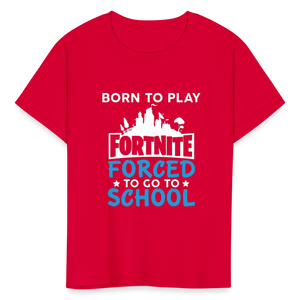 Boys Forced to go to School Print T Shirt - red