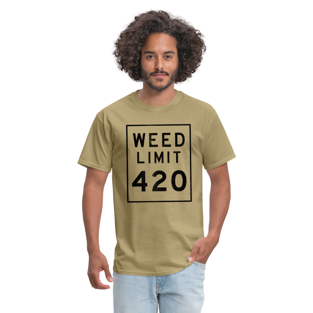 Unisex Weed Limit 420 Print T Shirt - khaki