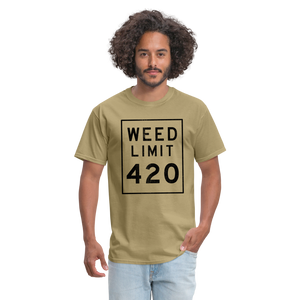 Unisex Weed Limit 420 Print T Shirt - khaki