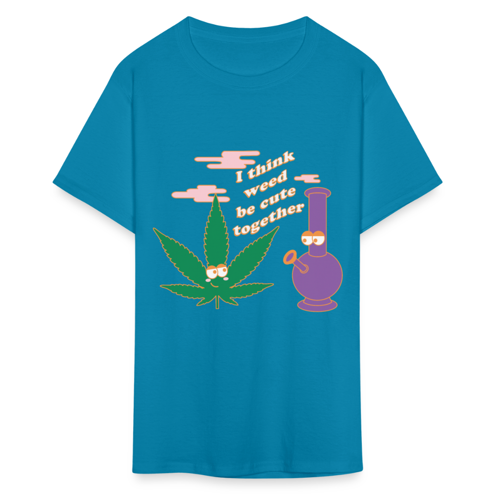 Unisex Classic Weed Print T Shirt - turquoise