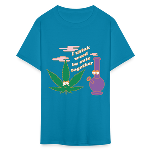 Unisex Classic Weed Print T Shirt - turquoise