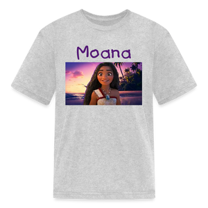 Kids Girls Fruit of the Loom Moana Print T Shirt - heather gray