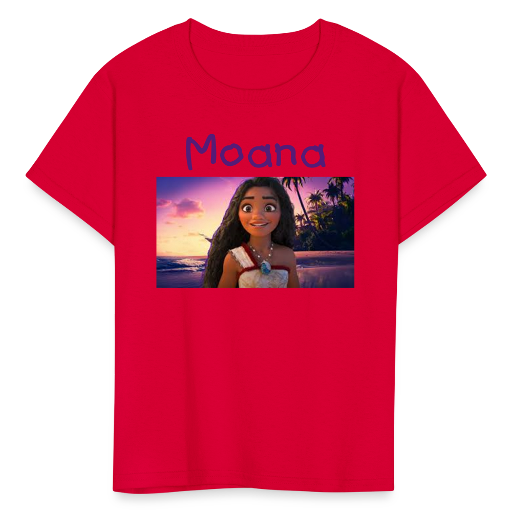 Kids Girls Fruit of the Loom Moana Print T Shirt - red