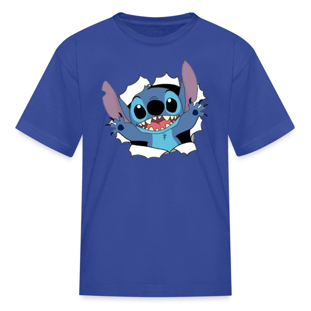 Kids and Babies Unisex Stitch Print  T-Shirt - royal blue