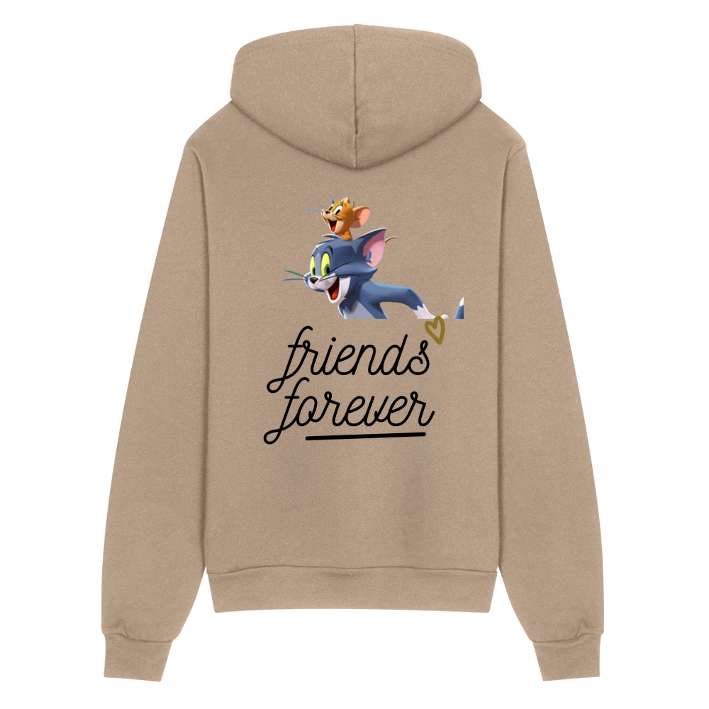 Unisex Bella + Canvas Tom and Jerry Print Full Zip Hoodie - tan