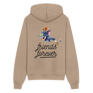 Unisex Bella + Canvas Tom and Jerry Print Full Zip Hoodie - tan