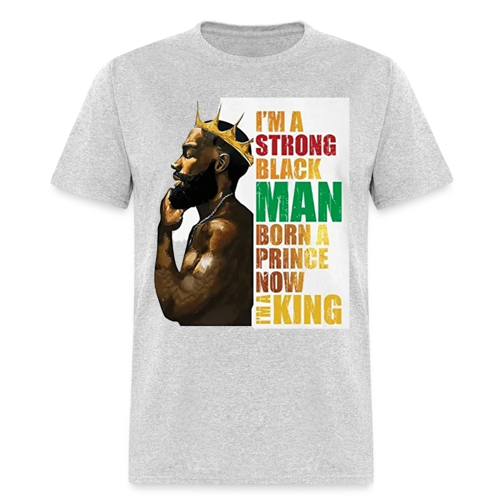 Men's Black King Print T Shirt - heather gray