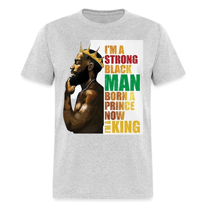 Men's Black King Print T Shirt - heather gray