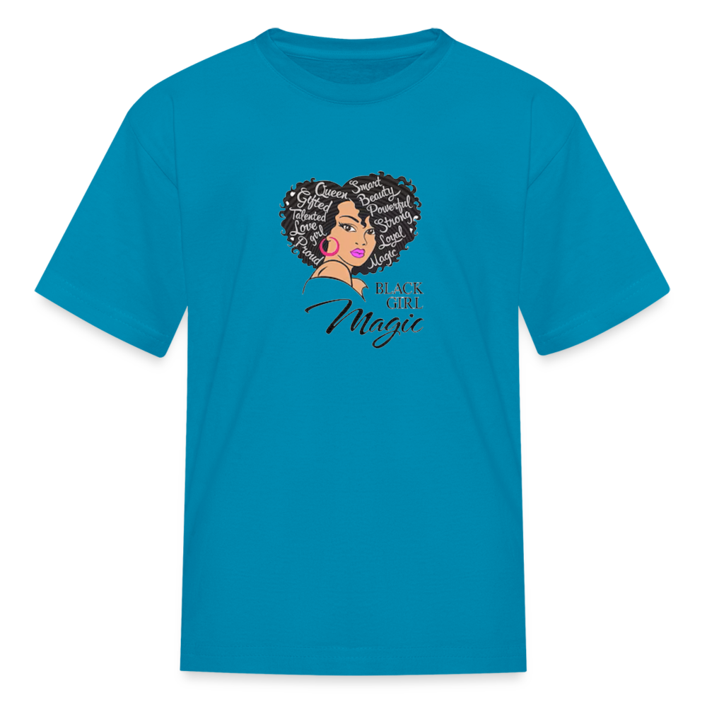 Girls Fruit of the Loom Black Girl Print T Shirt - turquoise