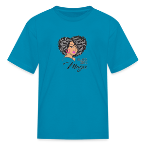 Girls Fruit of the Loom Black Girl Print T Shirt - turquoise