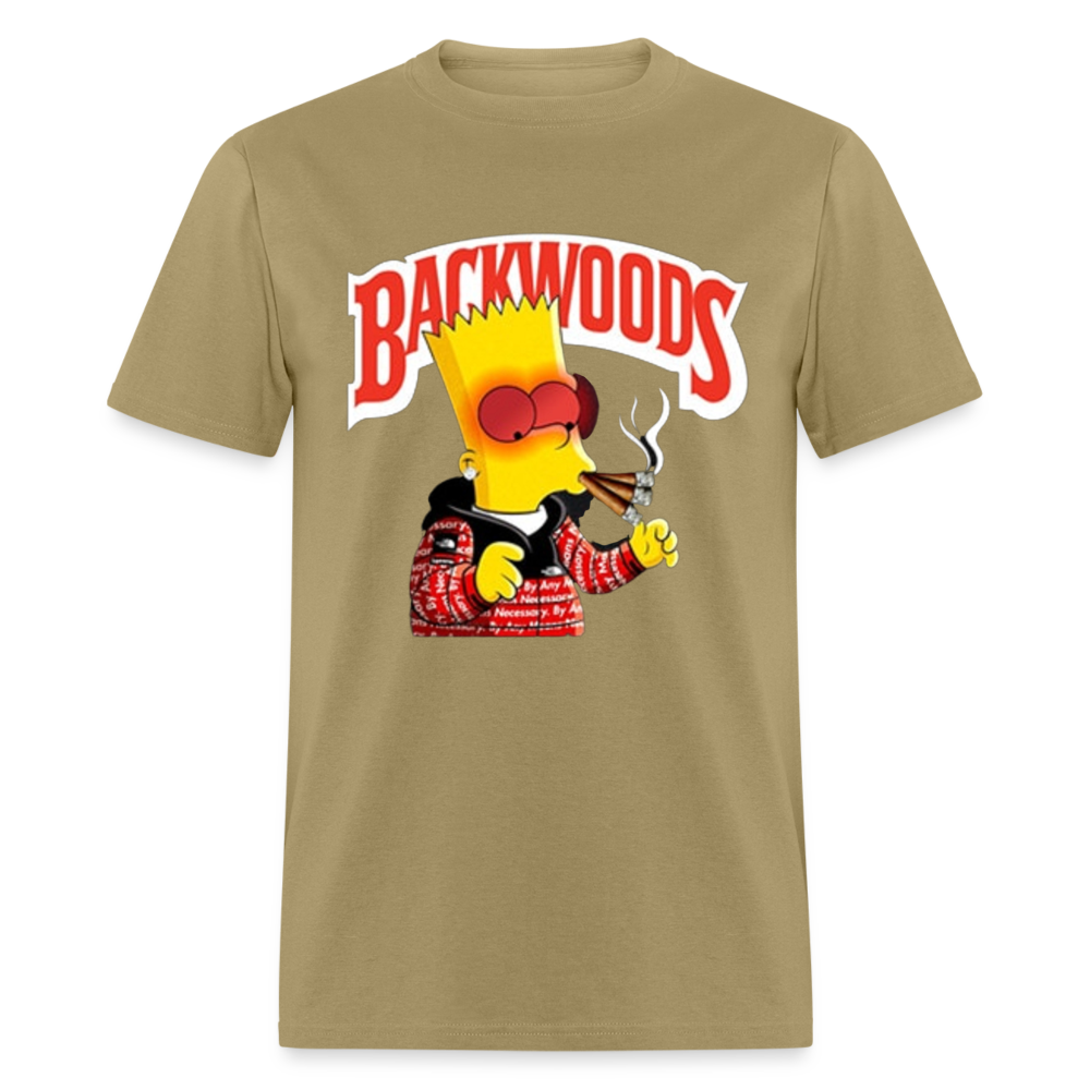 Unisex Backwoods Bart Print T Shirt - khaki