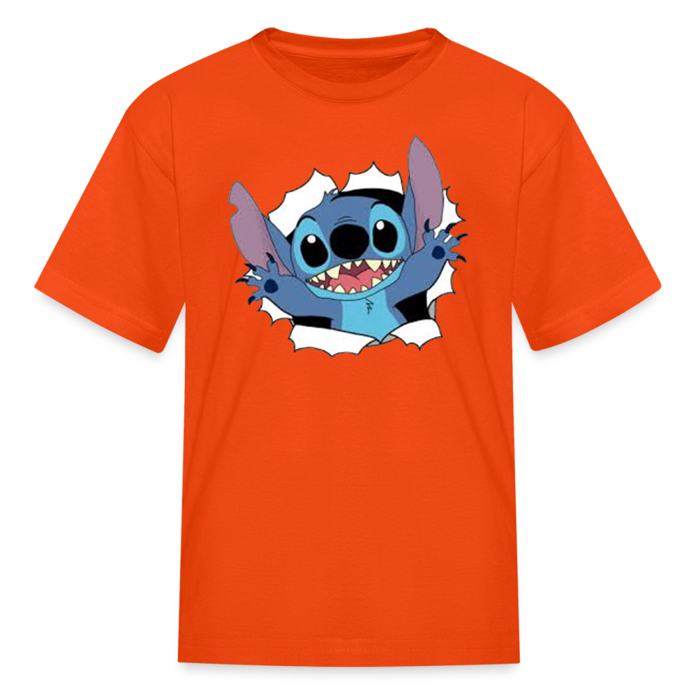 Kids and Babies Unisex Stitch Print  T-Shirt - orange