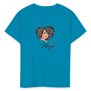 Girls Fruit of the Loom Black Girl Print T Shirt - turquoise