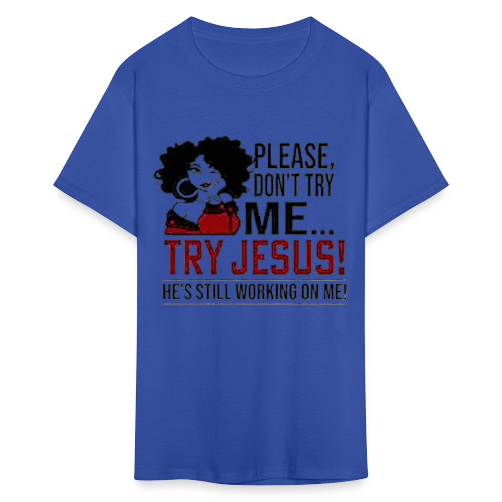 Women's Classic Jesus Print T Shirt - royal blue