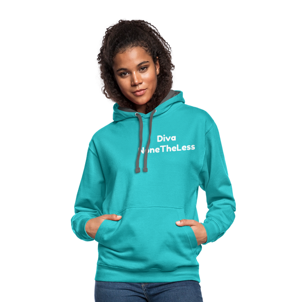 Contrast Custom Diva NoneTheLess Front & Back Hoodie - scuba blue/asphalt