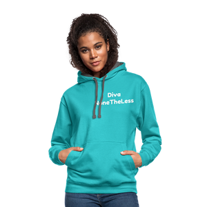 Contrast Custom Diva NoneTheLess Front & Back Hoodie - scuba blue/asphalt