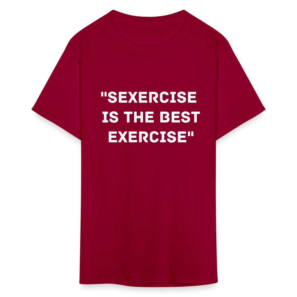 Unisex Classic Fruit of the Loom Exercise Print T Shirt - dark red