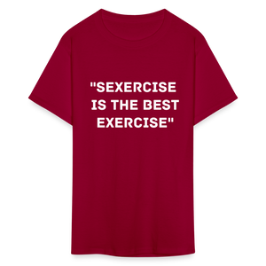 Unisex Classic Fruit of the Loom Exercise Print T Shirt - dark red