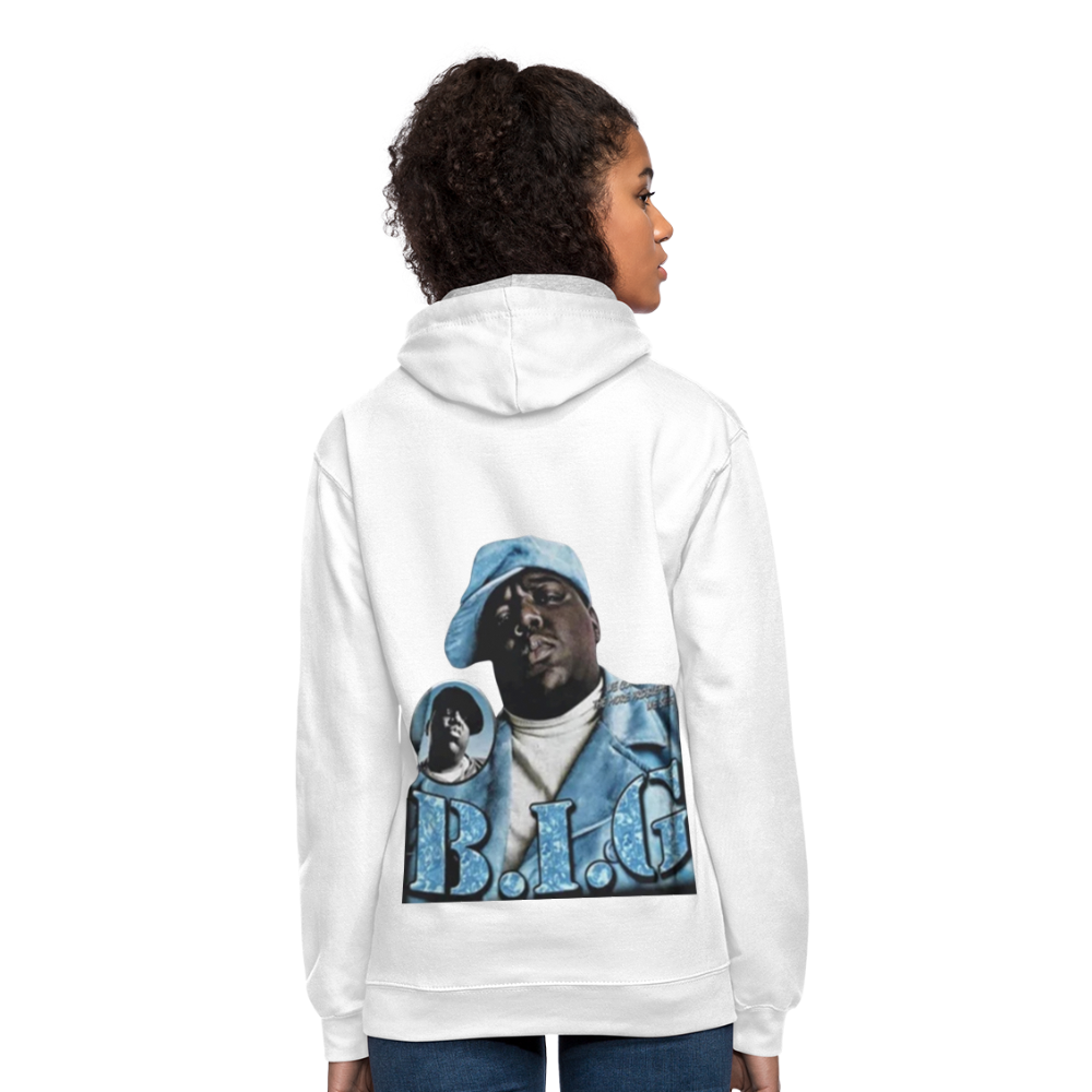 Unisex Contrast Biggie Print Hoodie - white/gray