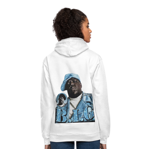 Unisex Contrast Biggie Print Hoodie - white/gray