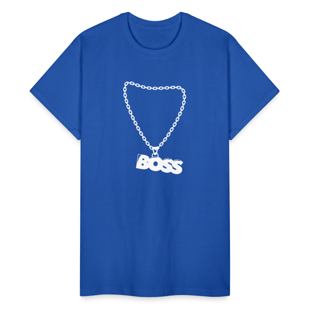 Unisex Adult Gildan Ultra Cotton Boss Print T Shirt - royal blue