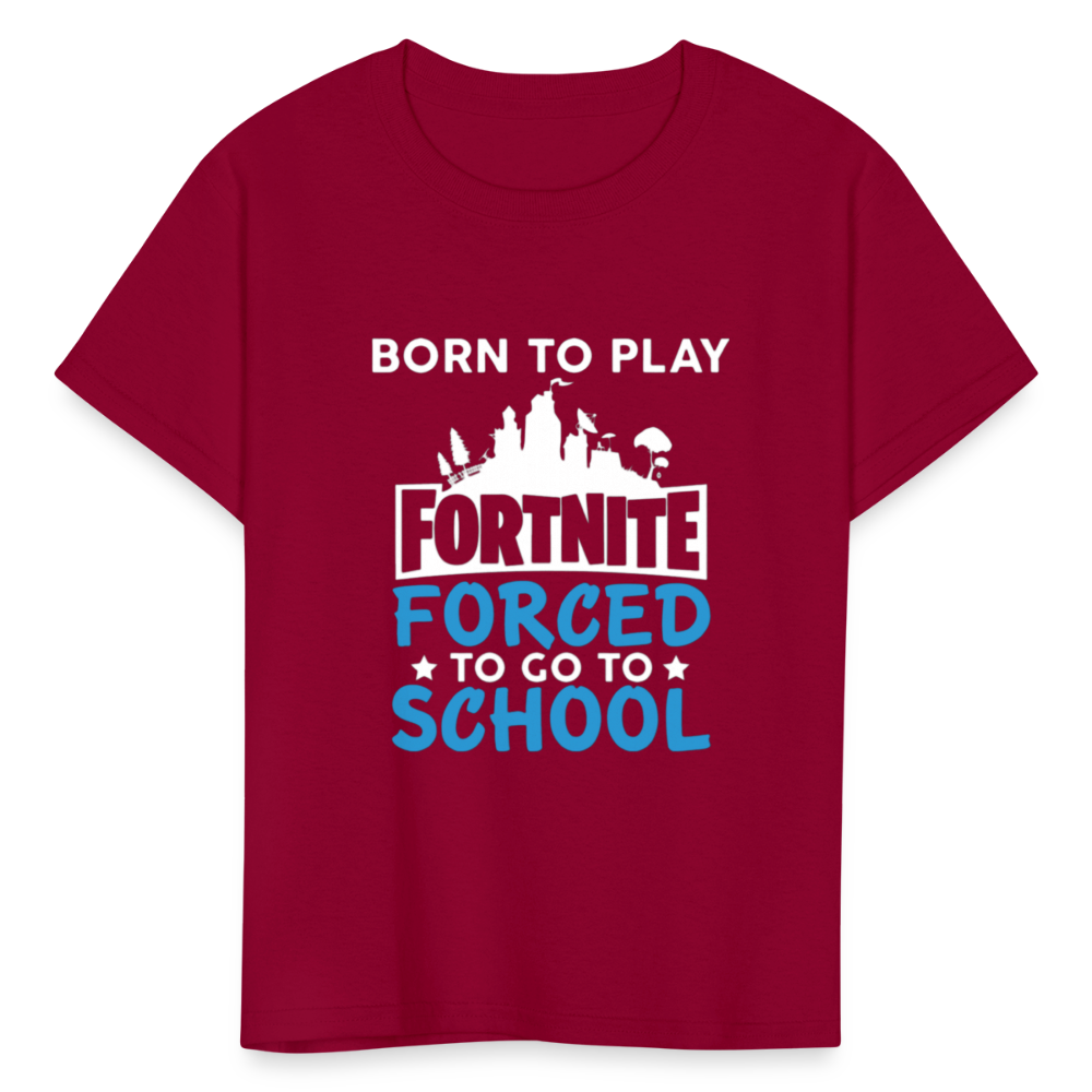 Boys Forced to go to School Print T Shirt - dark red