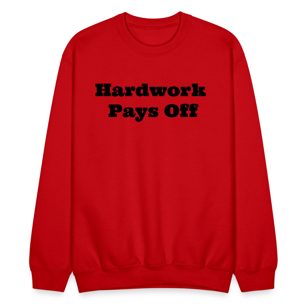 Unisex Crewneck Hardwork Print  Sweatshirt - red