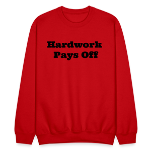 Unisex Crewneck Hardwork Print  Sweatshirt - red