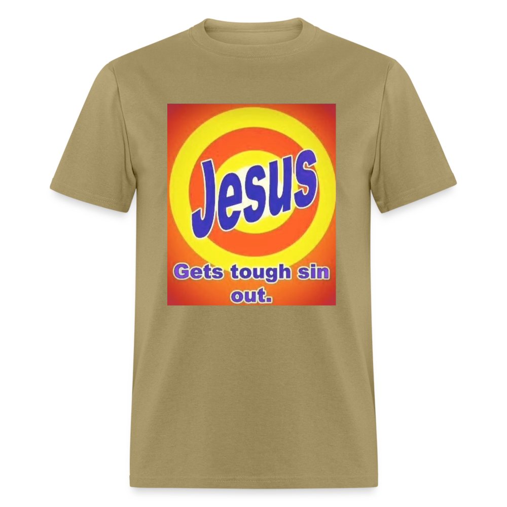 Unisex Classic Jesus Print T Shirt - khaki