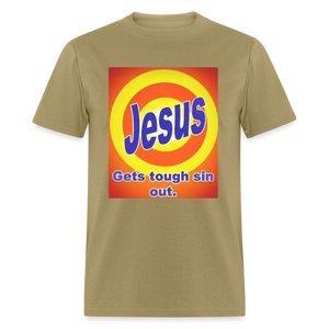 Unisex Classic Jesus Print T Shirt - khaki