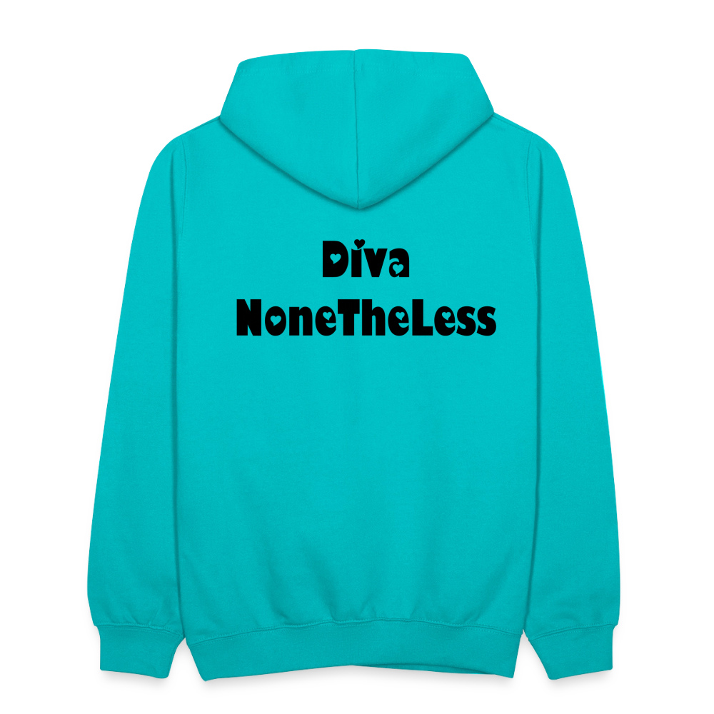 Contrast Custom Diva NoneTheLess Front & Back Hoodie - scuba blue/asphalt