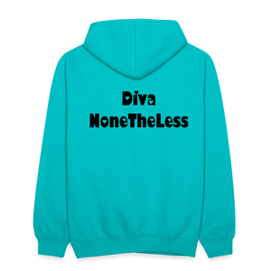 Contrast Custom Diva NoneTheLess Front & Back Hoodie - scuba blue/asphalt