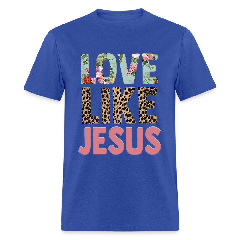 Unisex Jesus Print T Shirt - royal blue