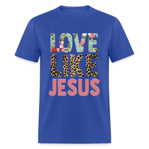 Unisex Jesus Print T Shirt - royal blue