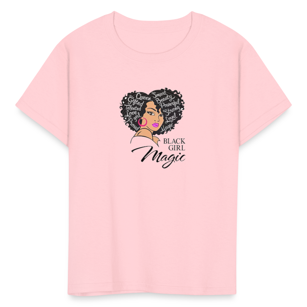 Girls Fruit of the Loom Black Girl Print T Shirt - pink