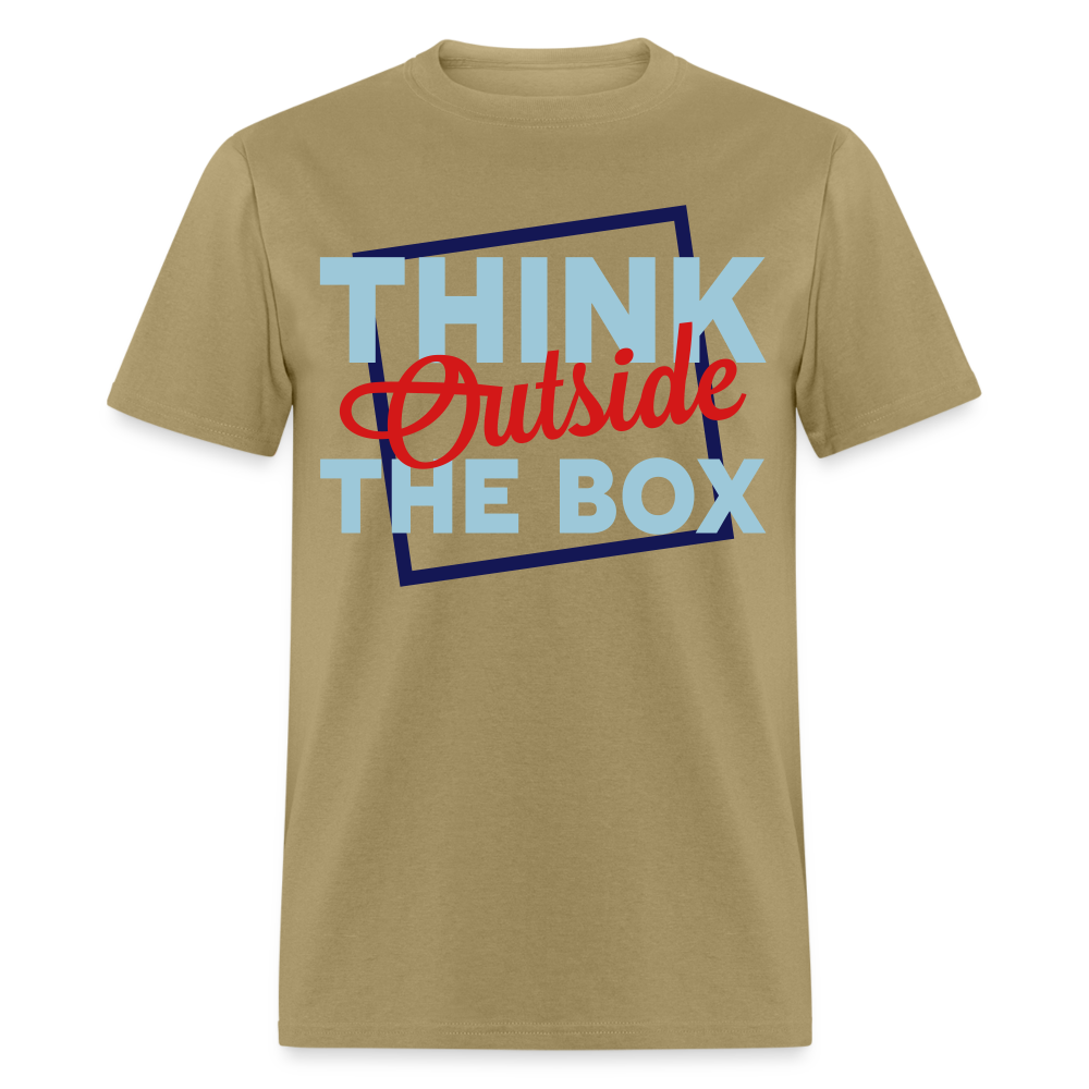 Unisex Adults Think Outside the Box Print T Shirt - khaki