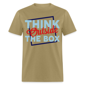 Unisex Adults Think Outside the Box Print T Shirt - khaki