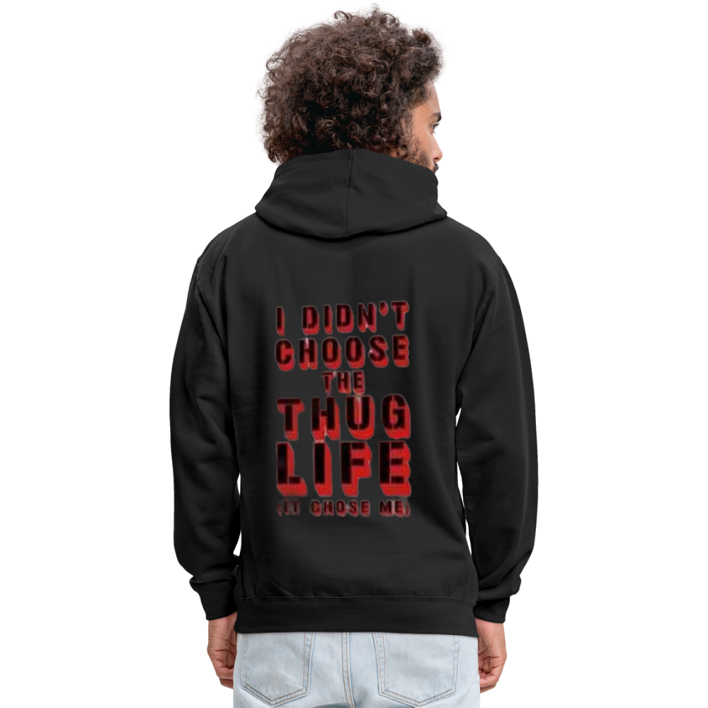 Boys Contrast Thug Life Print Hoodie - black/asphalt