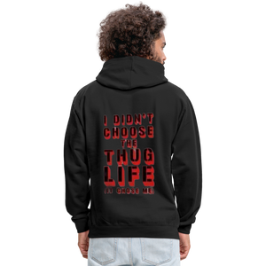 Boys Contrast Thug Life Print Hoodie - black/asphalt