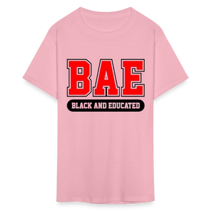 Unisex Classic Bae Print Fruit of The Loom T Shirt - pink