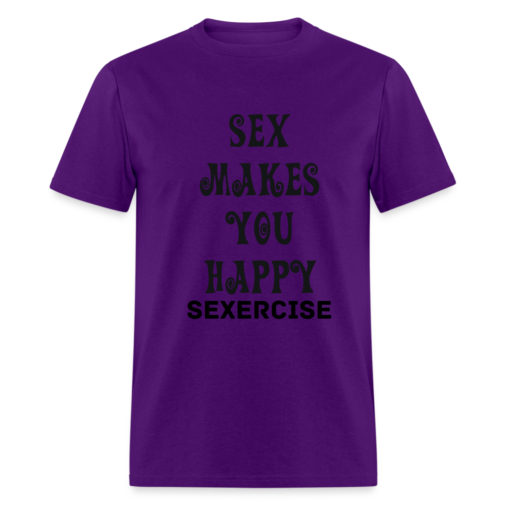 Unisex Classic Fruit of the Loom Happy Print T Shirt - purple