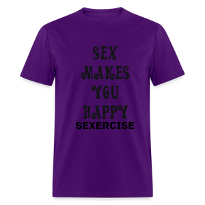 Unisex Classic Fruit of the Loom Happy Print T Shirt - purple